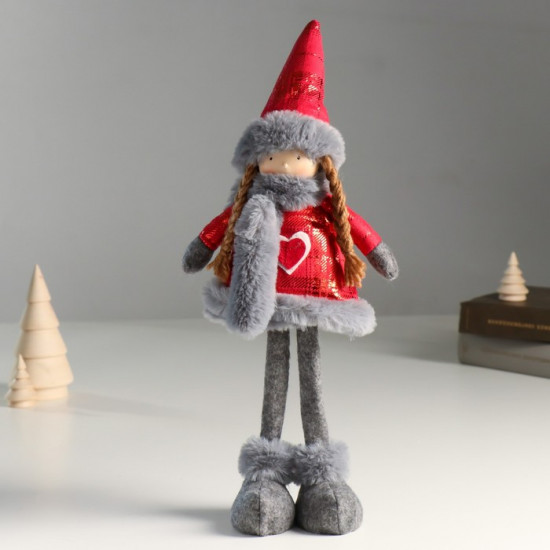 Кукла интерьерная текстильная «Ангелочек в красном платье с мехом»