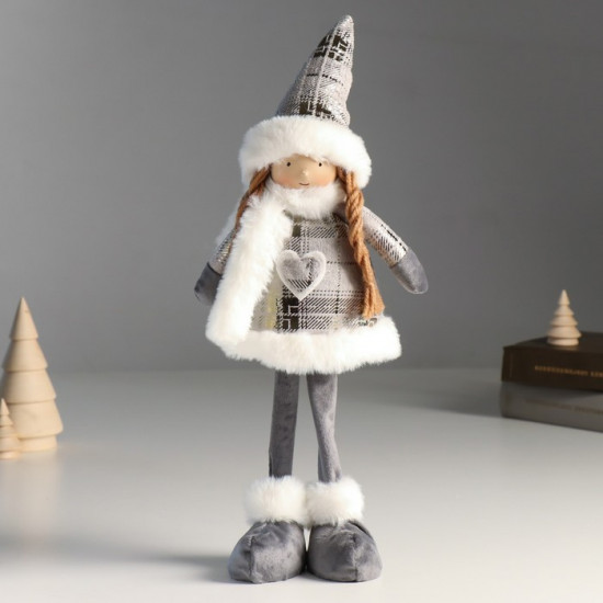 Кукла интерьерная текстильная «Ангелочек в серебристом платье с мехом»