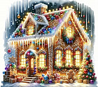 Алмазная мозаика «Новогодний домик»