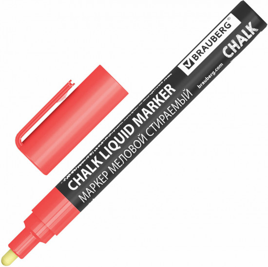 Маркер меловой, цвет красный