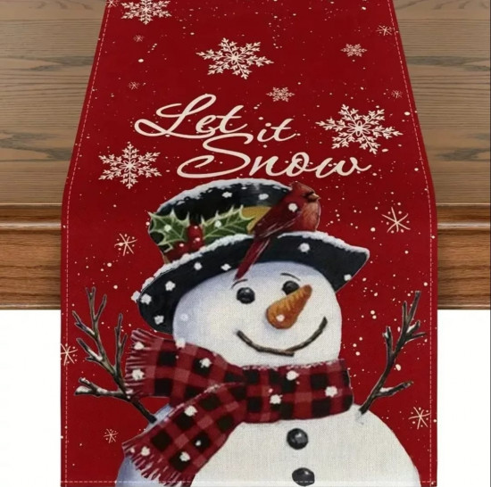 Новогодняя дорожка на стол «Let it Snow»
