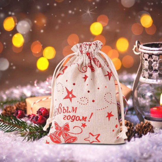 Подарочный мешок с рождественским рисунком