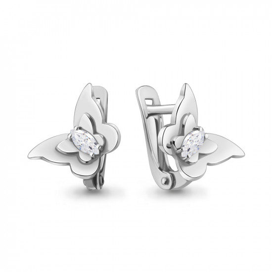 Серьги из серебра с фианитами