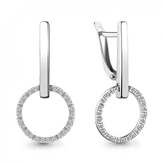 Серьги из серебра c фианитами
