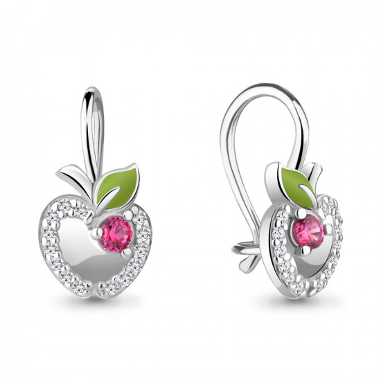 Серьги из серебра с корундами, фианитами и эмалью