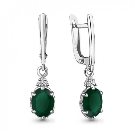 Серьги из серебра с агатами и фианитами
