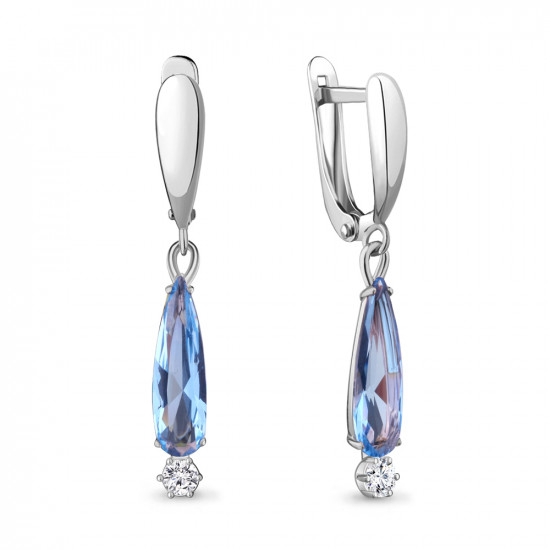 Серьги из серебра с нанотопазом и фианитами