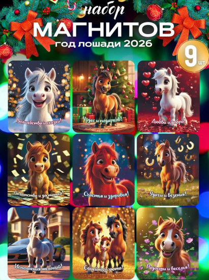 Набор магнитов новогодних «Год Лошади 2026»