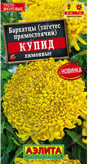 Семена бархатцев прямостоячих «Купид лимонные»