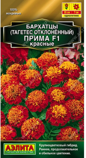 Семена бархатцев отклоненных «Прима красные F1»