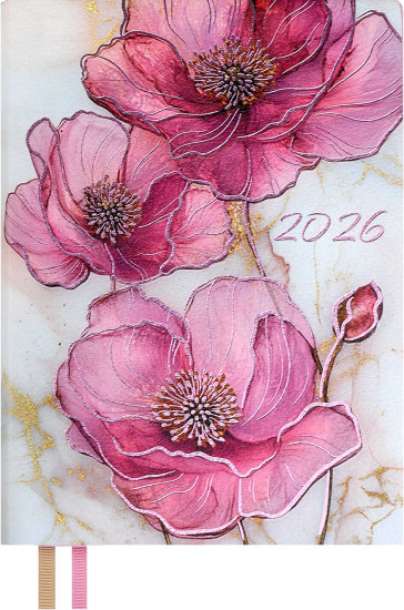 Ежедневник датированный на 2026 год «Розовые маки»