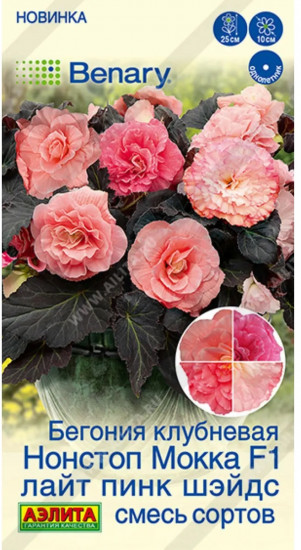 Семена бегонии клубневой, смесь сортов «Нонстоп мокка F1 лайт пинк шэйдс»