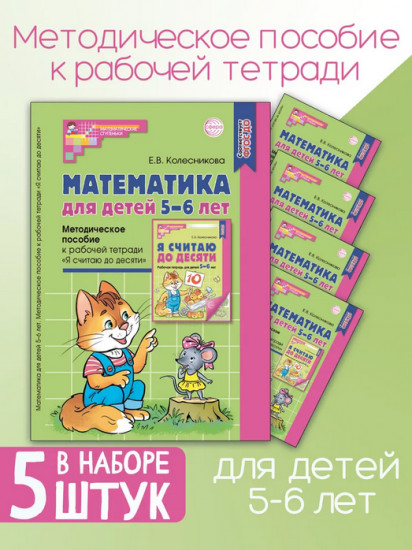 Математика для детей 5-6 лет. Комплект из 5 одинаковых книг