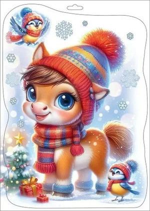 Наклейка для окон «Пони в шапочке»