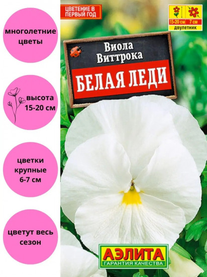 Семена виолы виттроки «Белая леди»