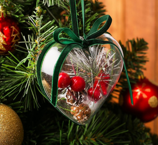 Игрушка елочная с природным декором «Зимнее сердце»