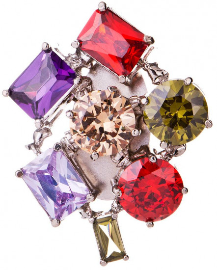 Брошь с разноцветными камнями