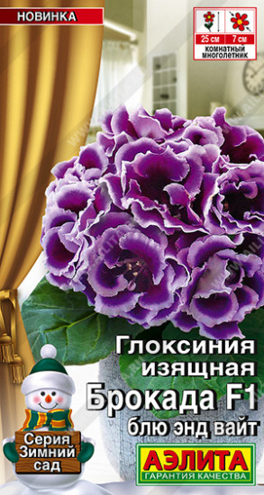 Семена глоксинии «Брокада F1 блю энд вайт»