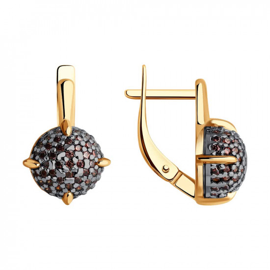 Серьги из золочёного серебра с фианитами