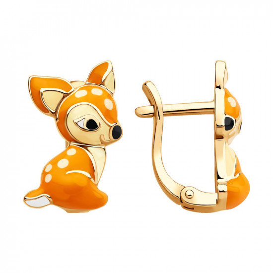 Серьги из золочёного серебра с эмалью