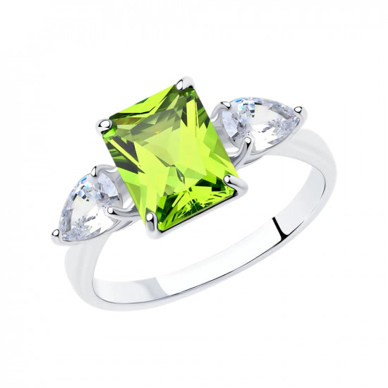 Кольцо из серебра с ситаллом и фианитами