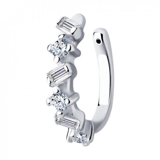 Серьга из серебра с фианитами