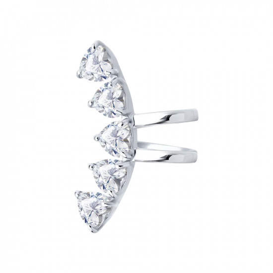 Серьга из серебра с фианитами