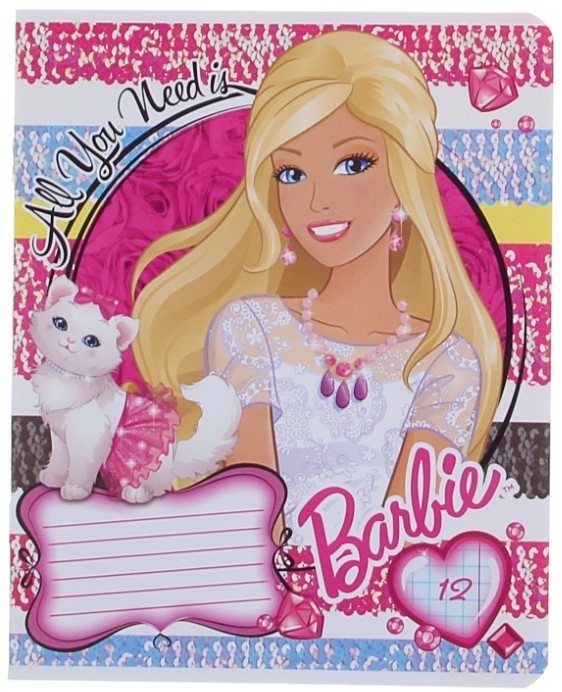 Тетрадь «Barbie», 12 листов, в ассортименте | Barbie