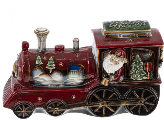 Фигурка декоративная c подсвет «Дед Мороз на поезде» 