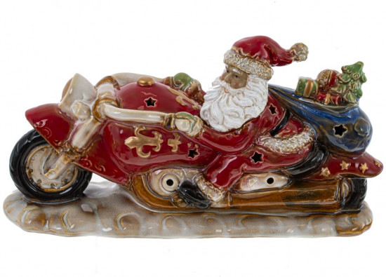 Фигурка декоративная c подсветкой «Дед Мороз на мотоцикле» 