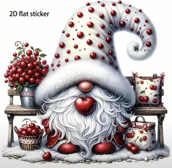 Наклейка декоративная новогодняя «Новогодний гном»