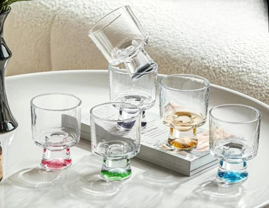 Набор стеклянных стаканов с цветным дном