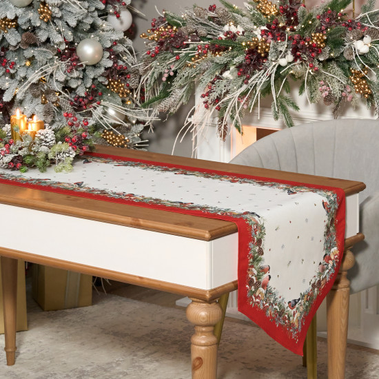 Дорожка на стол «Морозко. Снегири»