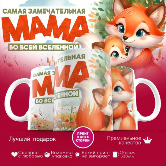 Кружка с принтом «Самая замечательная мама (лисичка)»