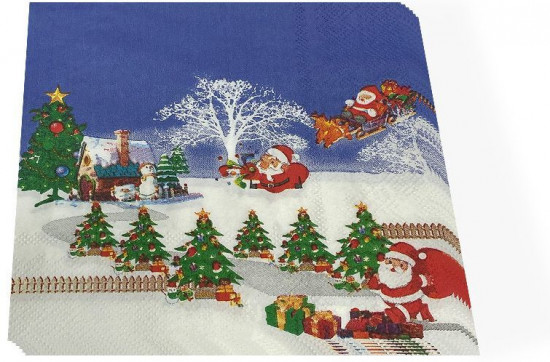 Комплект салфеток новогодних «Санта с подарками»