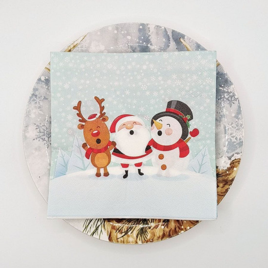 Новогодние салфетки «Санта со снеговиком»