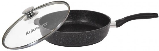 Сковорода с крышкой «Тёмный мрамор»