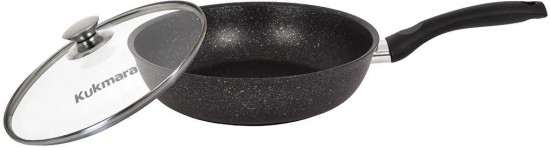 Сковорода с крышкой «Тёмный мрамор»