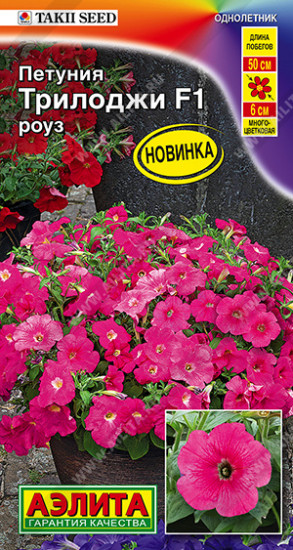 Семена петунии полуампельной «Трилоджи F1 роуз»