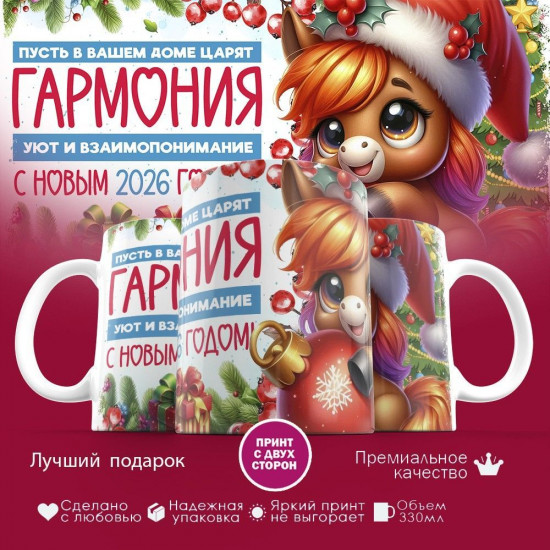Кружка с принтом «Пусть в вашем доме царят гармония! С новым 2026 годом»