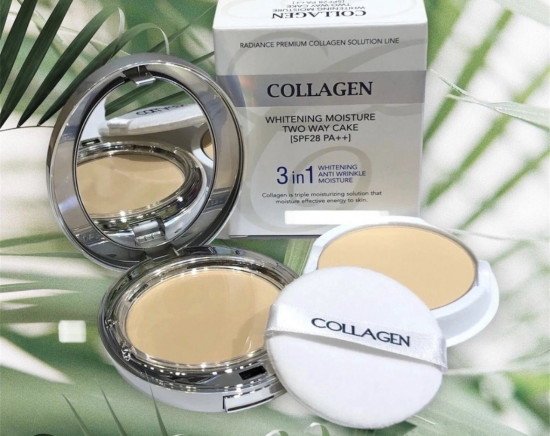 Пудра для лица SPF28 «Collagen Whitening Moisture Two Way Cake», оттенок 13