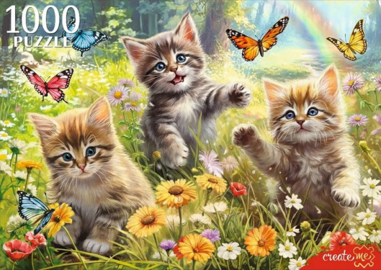 Пазл «Котята и бабочки»