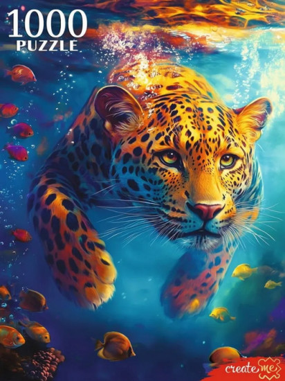 Пазл «Леопард под водой»
