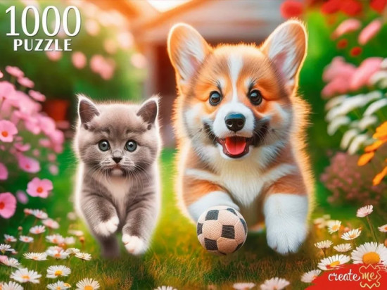 Пазл «Корги и британский котёнок»