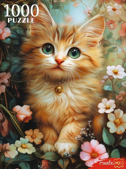 Пазл «Котёнок в цветах»