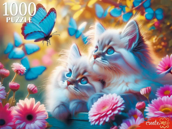 Пазл «Котята и бабочки»