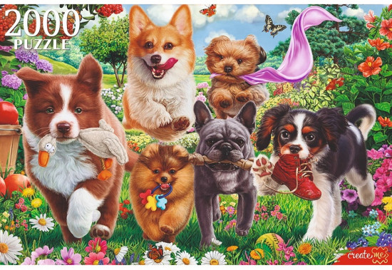 Пазл «Бегущие щенки»