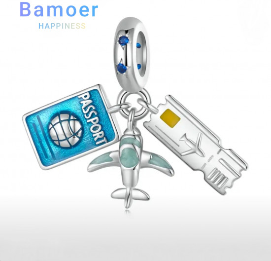 Шарм-подвеска «Паспорт, самолёт, авиабилет»
