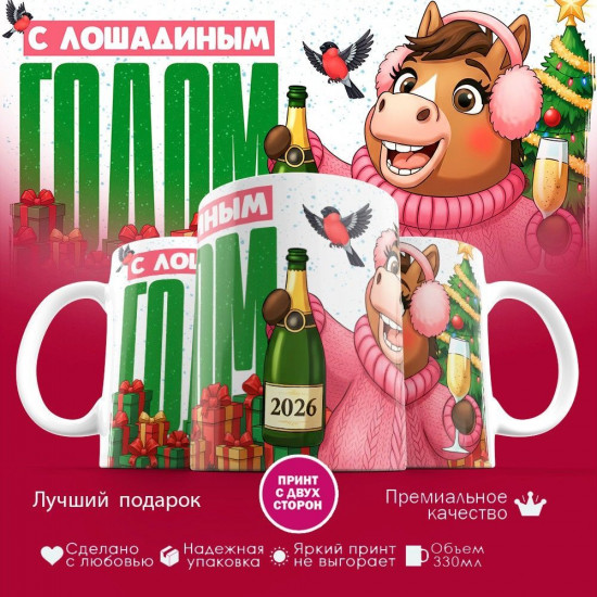 Кружка с принтом «С лошадиным годом (ж)»