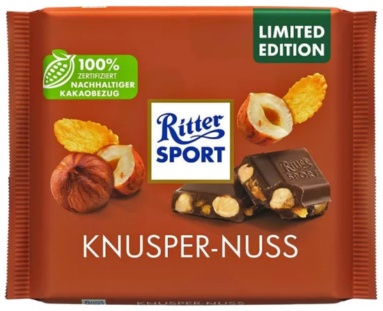 Шоколад молочный с цельным лесным орехом и хлопьями «Knisper-Nuss»